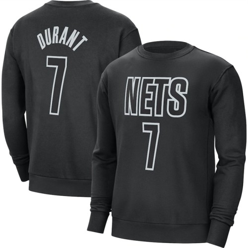 Men's Brooklyn Nets #7 Kevin Durant Black Long Sleeve T-Shirt
